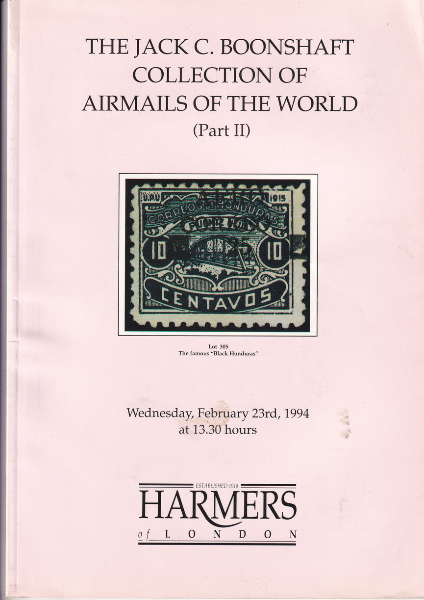 HARMERS 1994 23rd MAY THE JACK BOONSHAFT COLLECTION OF AIRMAILS OF THE WORLD (PART II)