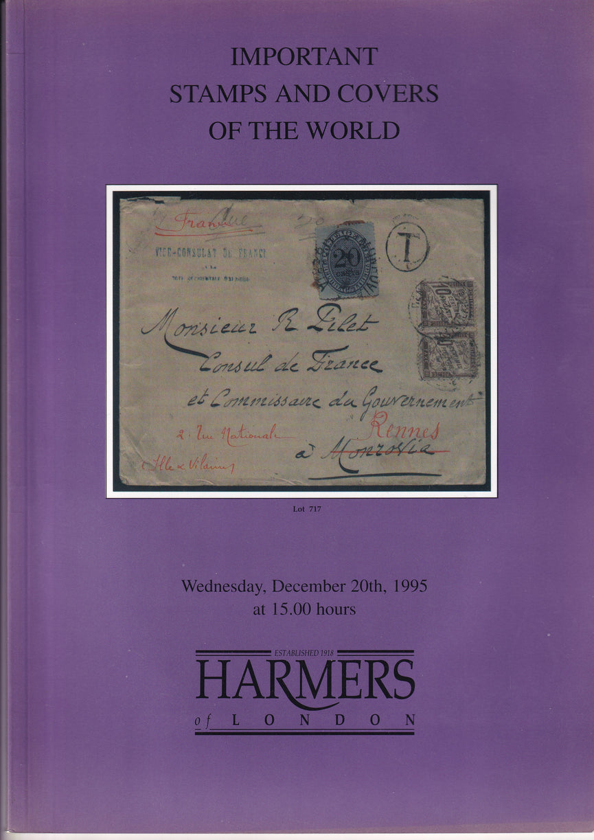 HARMERS 1995 20th DEC IMPORTANT STAMPS AND COVERS OF THE WORLD