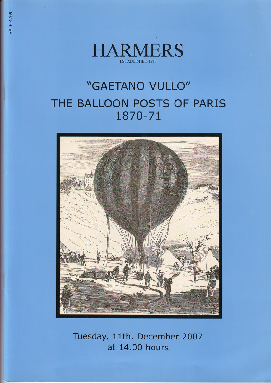 HARMERS 2007 11th DEC "GAETANO VULLO" THE BALOON POSTS OF PARIS 1870 - 1871