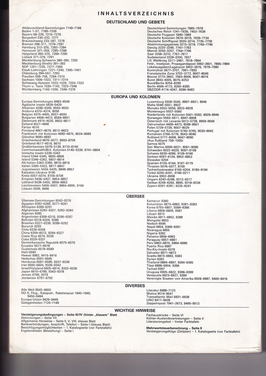 HEINRICH KOHLER 252 11 OCT 1986 AUCTION