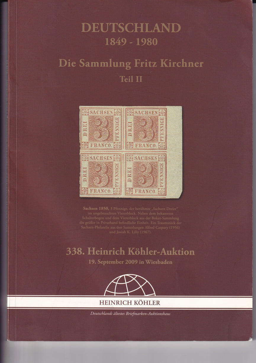 HEINRICH KOHLER 338 19 SEP 2009 FRITZ KIRCHNER GERMANY 1849-1980 COLLECTION 2