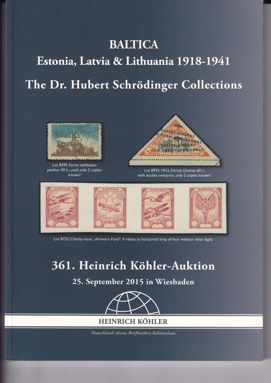 HEINRICH KOHLER 361 25 SEP 2015 THE DR HUBERT SCHRODINGER BALTIC COLLECTION