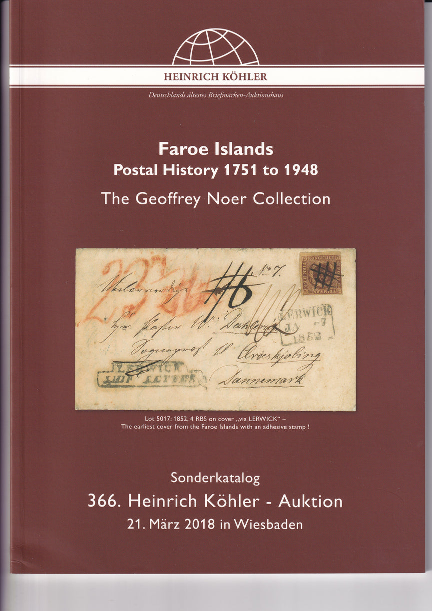 HEINRICH KOHLER 366 21 MAR 2018 THE GEOFREY NOER FAROE ISLANDS POSTAL HISTORY