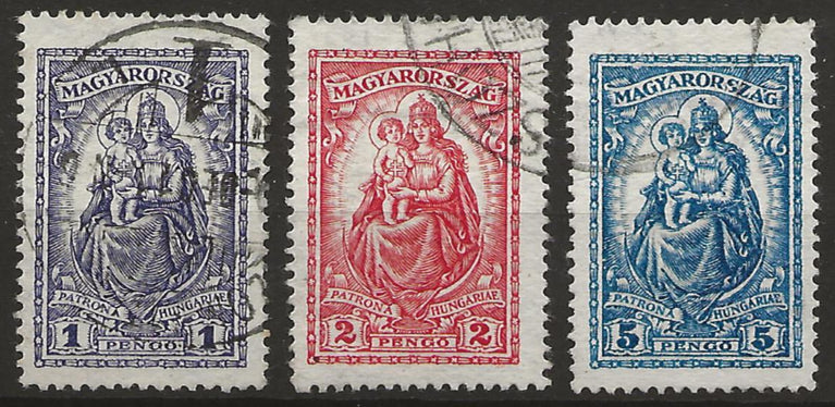 HUNGARY 1926 MADONNA AND CHILD HV SG 476 - 478 SET VFU CAT £10