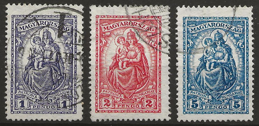 HUNGARY 1926 MADONNA AND CHILD HV SG 476 - 478 SET VFU CAT £10