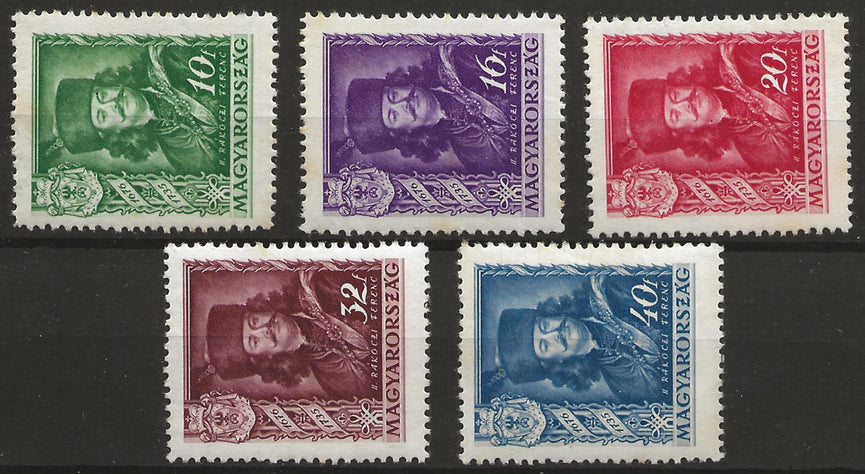 HUNGARY 1935 DEATH ANNIV PRINCE RAKOCZI SG 569 - 573 SET MM CAT £46