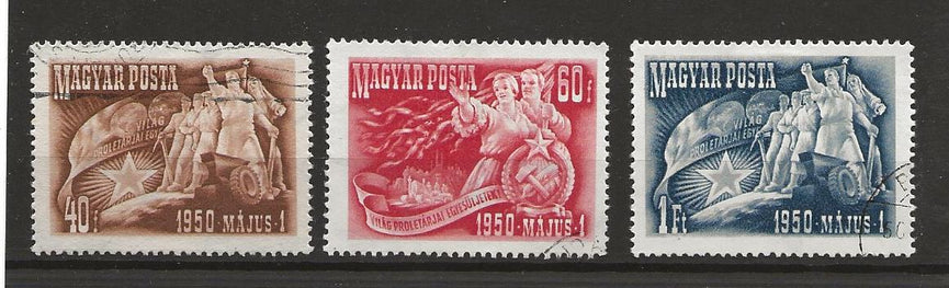 HUNGARY 1950 MAY DAY SG 1108-1110 VFU (3) CAT £2.75