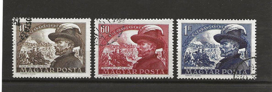 HUNGARY 1950 GENERAL JOSEPH BEM SG 1154-1156 VFU (3) CAT £2.50