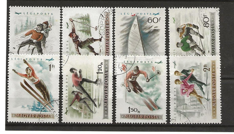 HUNGARY 1955 WINTER SPORTS SG1398-1405 VFU (8) CAT £11.50