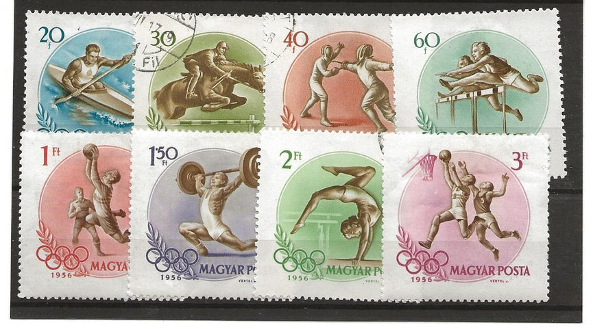 HUNGARY 1956 OLYMPIC GAMES SG 1460-1467 VFU (8) CAT £3.75