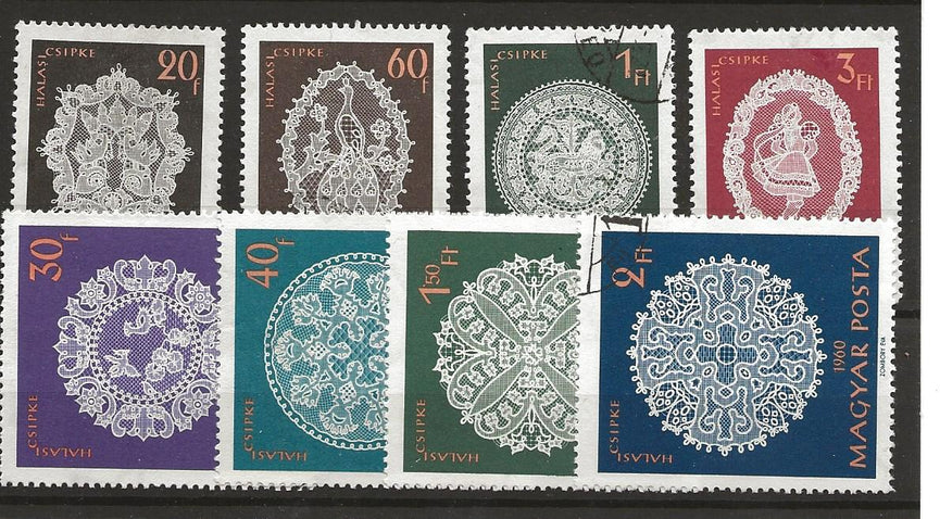 HUNGARY 1960 HALAS LACE SG 1649-1656 VFU (8) CAT £5