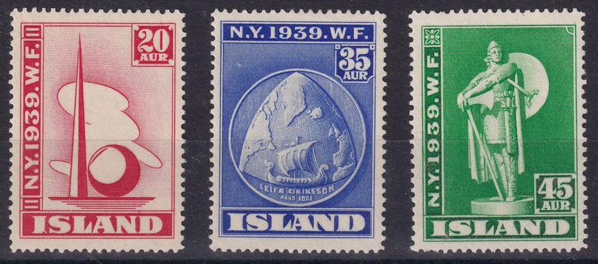 ICELAND 1939 SG 238 239 240 NEW YORK WORLD TRADE FAIR MM CAT £14