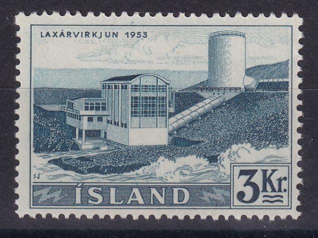 ICELAND 1955 SG 341 3K PRUSSIAN BLUE LAXARVIRKJUN PLANT MNH CAT £6