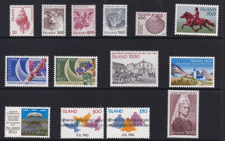 ICELAND 1982 COMMEMORATIVE YEAR SET INCLUDING MINIATURE SHEET MNH CAT £33.50