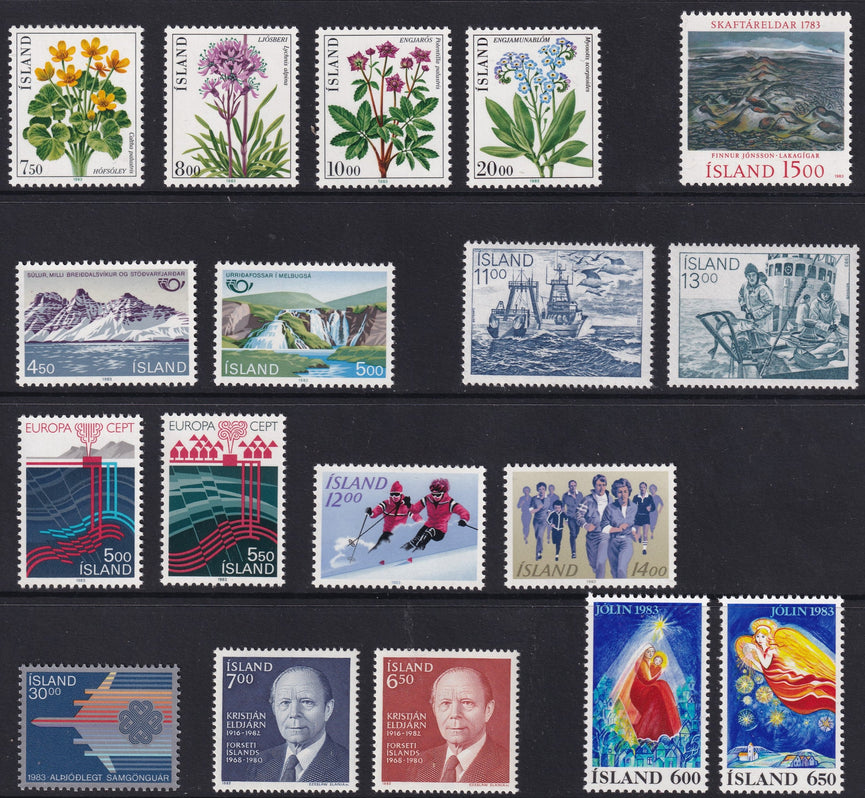 ICELAND 1983 COMMEMORATIVE YEAR SET INCLUDING MINIATURE SHEET MNH CAT £64