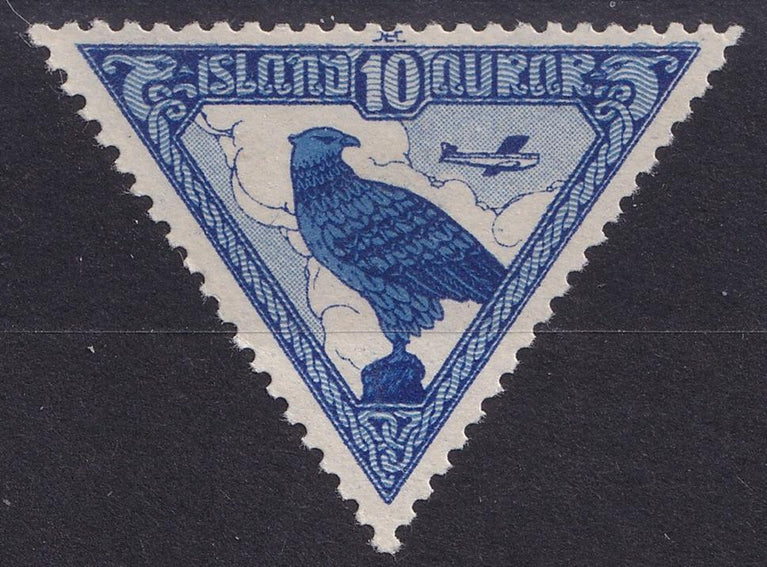 ICELAND 1930 SG 173 10a AIRMAIL BLUE MM CAT £25