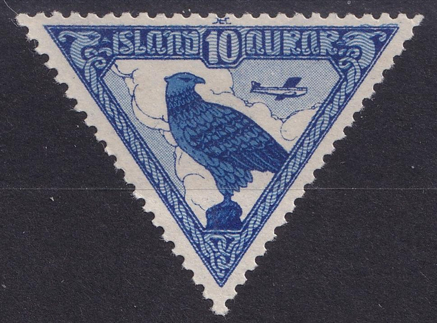ICELAND 1930 SG 173 10a AIRMAIL BLUE MM CAT £25