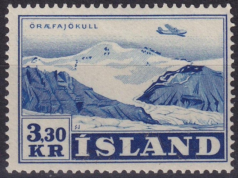 ICELAND 1947 SG 279 3K30a BRIGHT BLUE AIRMAIL MNH CAT £8.25