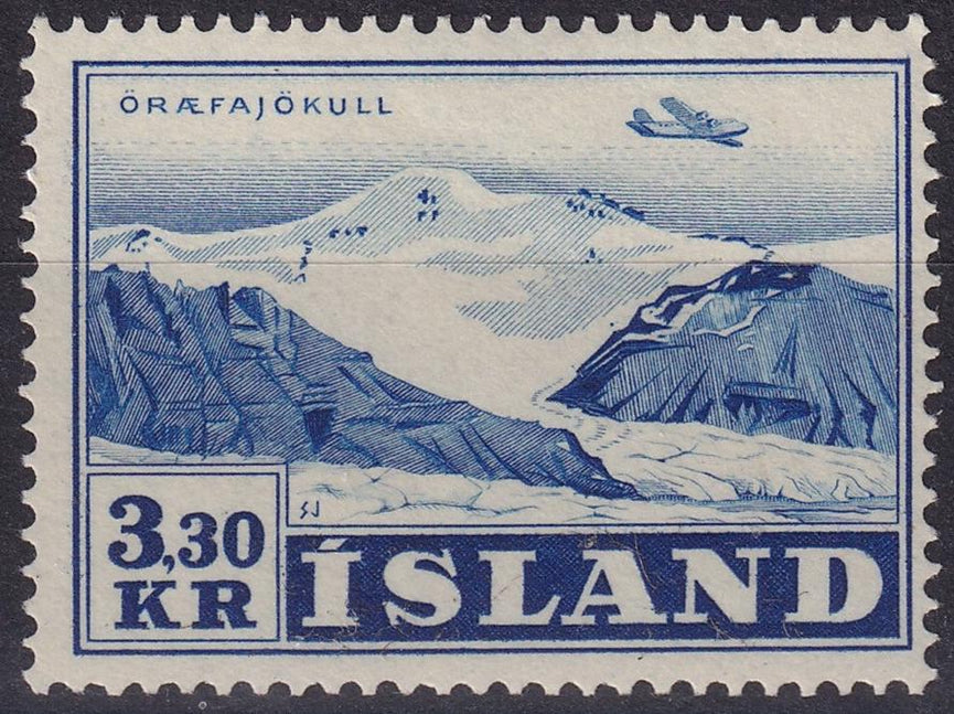 ICELAND 1947 SG 279 3K30a BRIGHT BLUE AIRMAIL MNH CAT £8.25