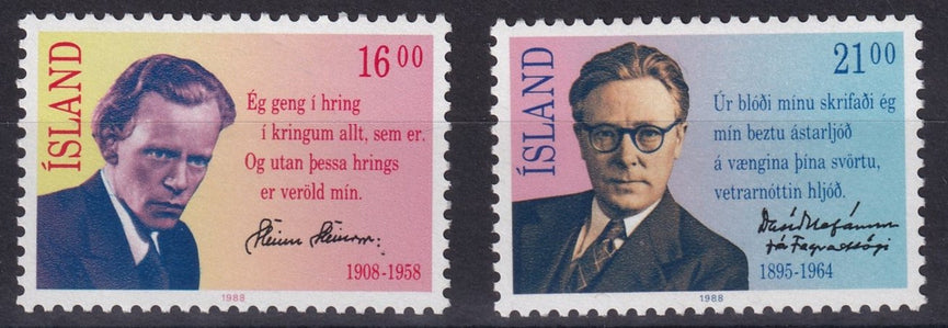 ICELAND 1988 SG 709-710 FAMOUS ICELANDERS SET MNH CAT £2.40