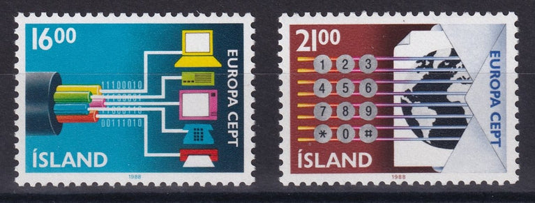ICELAND 1988 SG 711-712 EUROPA COMMUNICATIONS SET MNH CAT £7.50