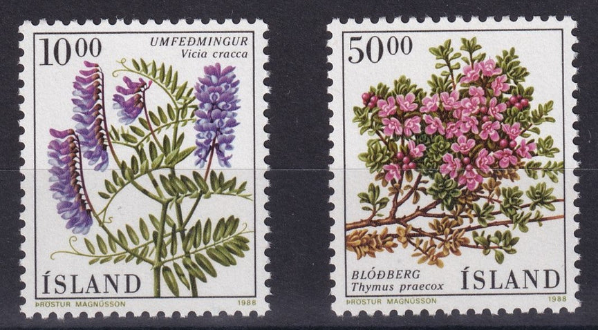 ICELAND 1988 SG 717-718 FLOWERS SET MNH CAT £4.50