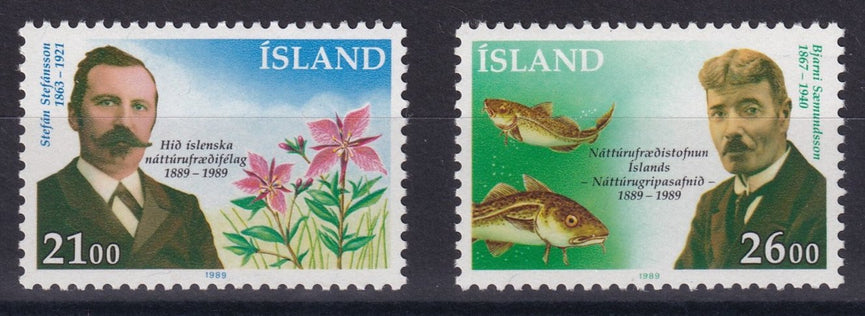ICELAND 1989 SG 737-738ICELANDIC NATURAL HISTORY SOCIETY SET MNH CAT £2.80