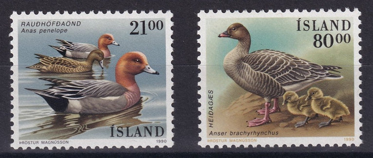 ICELAND 1990 SG 741-742 BIRDS SET MNH CAT £7.90