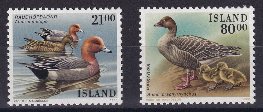 ICELAND 1990 SG 741-742 BIRDS SET MNH CAT £7.90