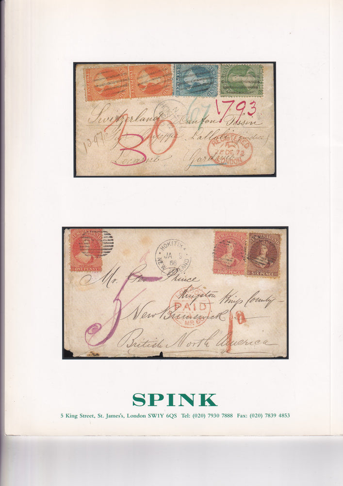 SPINK 2000 WED 15th MAR NEW ZEALAND THE COLLECTION FOUNDED BY MAJOR HARRY DUMAS