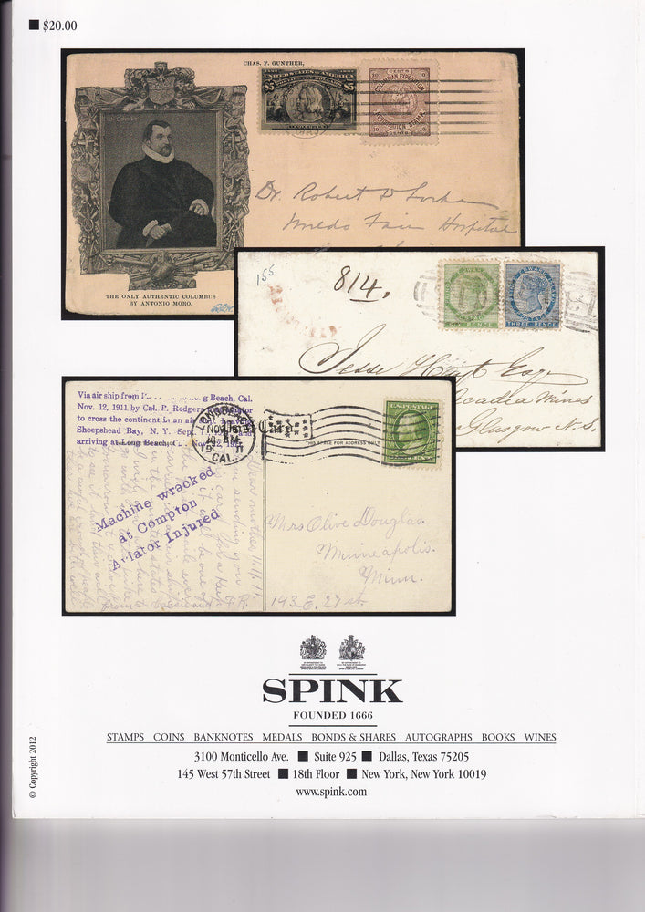 SPINK 2012 141 15 NOV COLLECTORS SERIES UNITED STATES, BRITISH EMPIRE WORLDWIDE